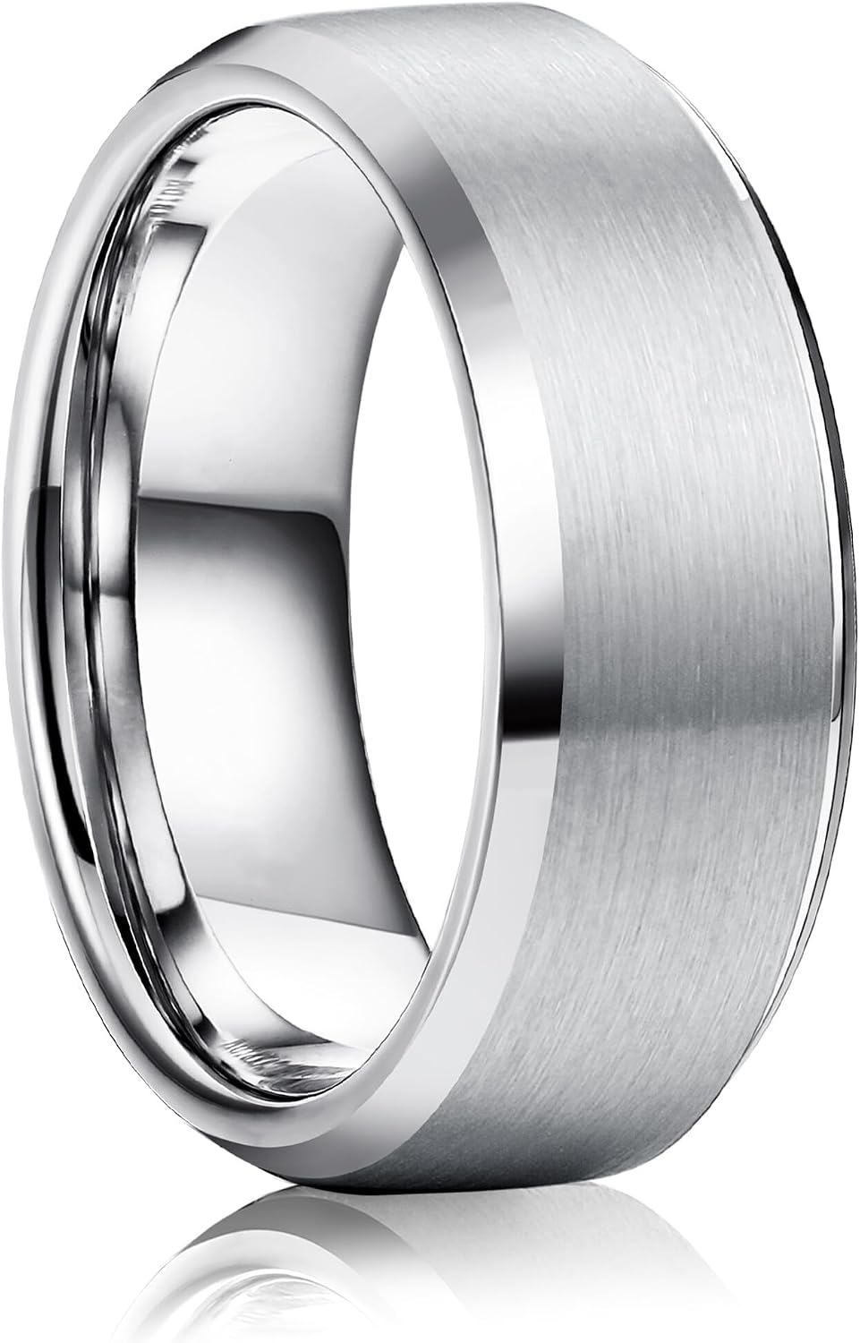 Stainless Steel Rings for Men Women 8MM Wedding Band Rings Matte Surface - Beveled Polished Edge Mens Ring Size 6-14