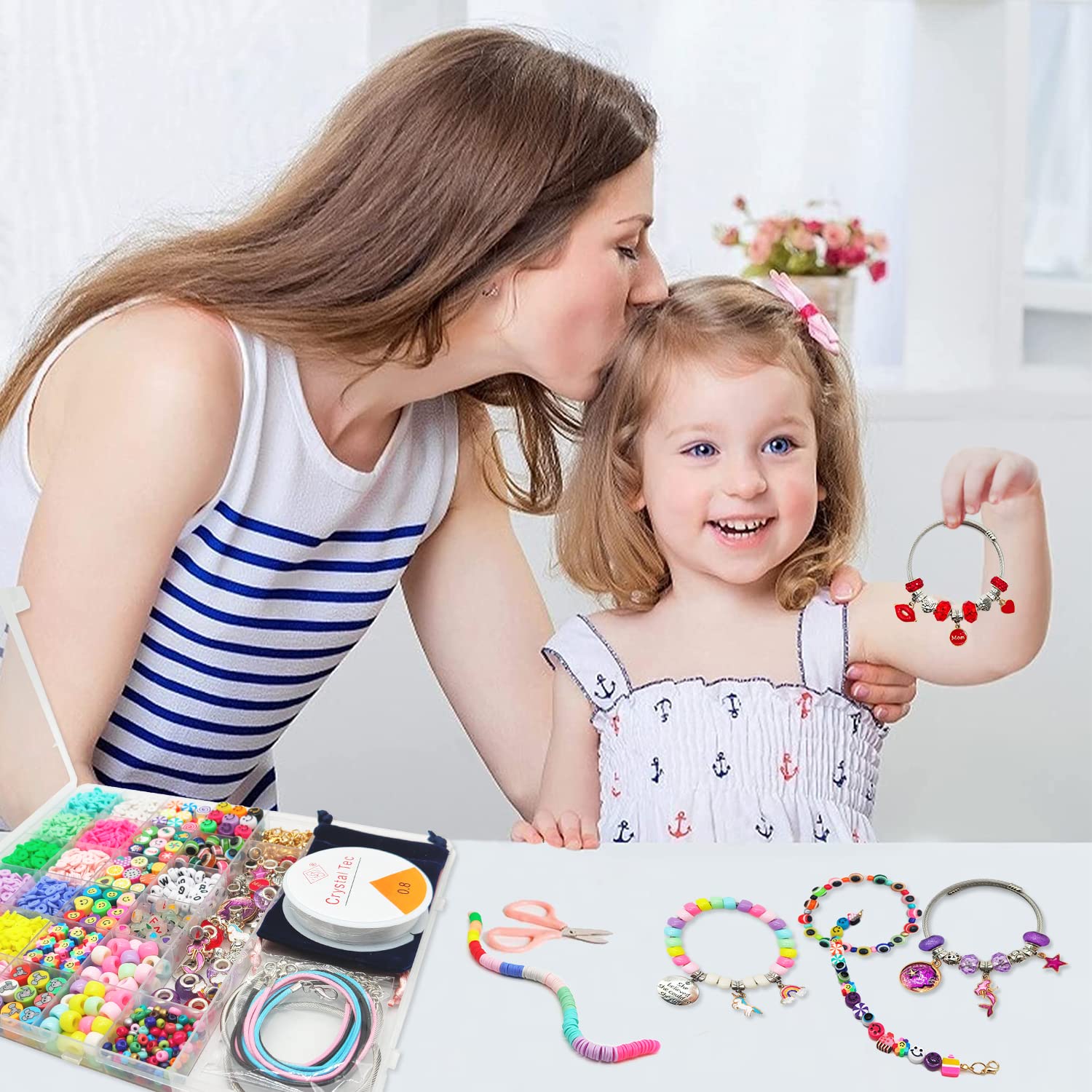 leitait Girls Toys Bracelet Making Kit -3400pcs Charm Jewelry Making Kit Supplies,Unicorn/Mermaid Crafts Birthday Christmas Gifts for Girls Ages 5 6 7 8 9 10 11 12 Years Old