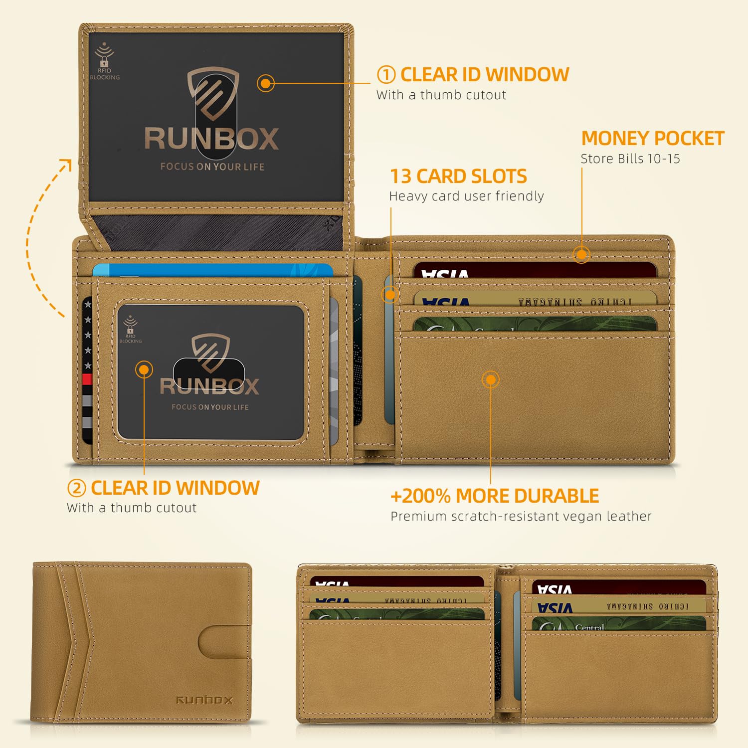Wallet for Men -Slim Rfid Leather Mens Bifold Novelty Wallets 2 ID Window With Gift Box Men's Accessories | Slim