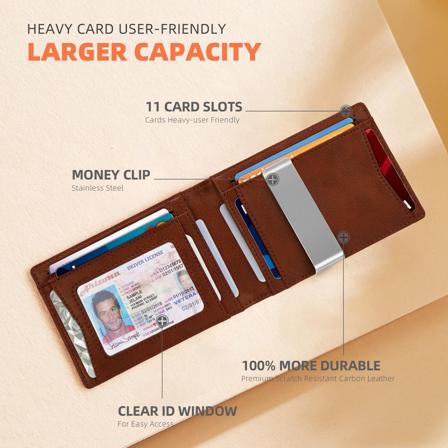 Slim Wallets for Men - Leather Money Clip Mens Wallet - RFID Blocking Front Pocket Bifold Wallet - Thin Credit Card Holder with Gift Box