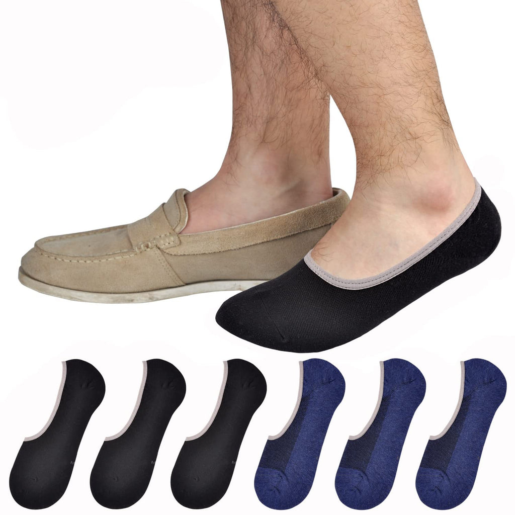 Genuine Mens No Show Socks, Loafer Sneakers Low Cut Cotton Socks With Non Slip Grips