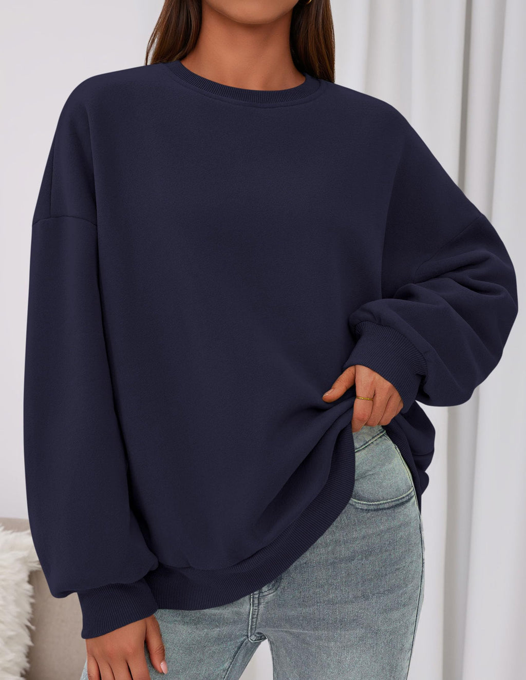 Sweatshirt for Women Oversized Crewneck Long Sleeve Pullover Fleece Top 2026 Fall Winter Fashion Outfits Clothes