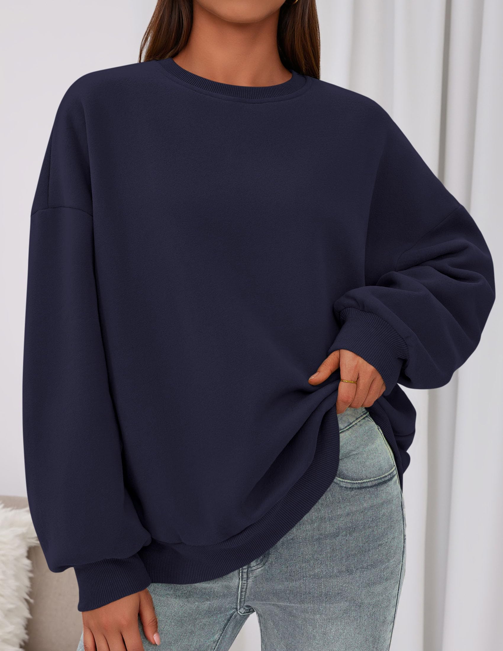 Sweatshirt for Women Oversized Crewneck Long Sleeve Pullover Fleece Top 2026 Fall Winter Fashion Outfits Clothes