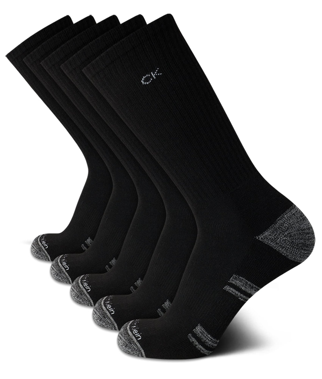 Mens Crew Socks - 5 Pack Breathable Cushion Crew Athletic Mid-Calf Socks for Men for Running and Workout (7-12)