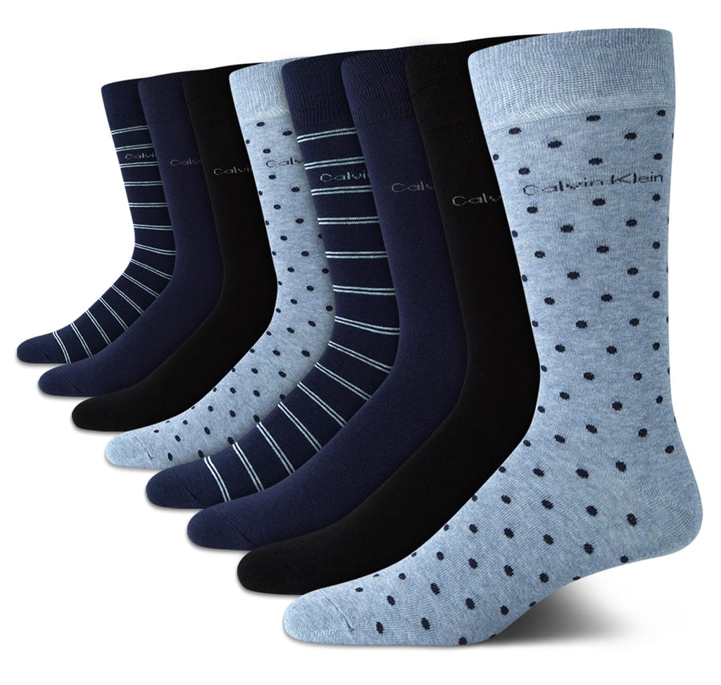 Mens Dress Socks - 8 Pack Breathable Cotton Blend Work Crew Socks for Men for Casual Business & Formal Wear