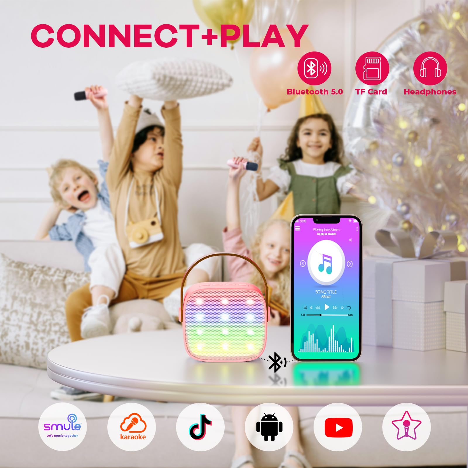 YLL Karaoke Machine for Kids, Portable Mini Speaker with 2 Wireless Microphones, TOP Kids Gifts for Girls Ages 3, 4, 5, 6, 7, 8, 9, 10+ Years Old, 4-12th Birthday Singing Present Toy Party (Purple)