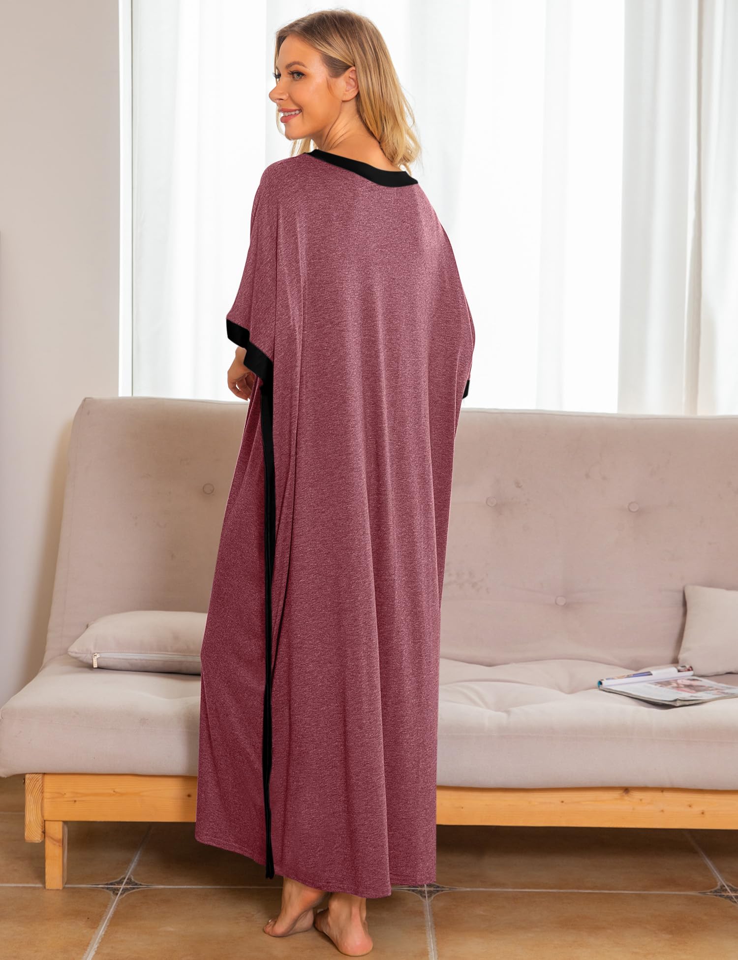 Women Nightgowns Cotton Caftan House Dress Short Sleeve Sleepwear Vacation Beach Moo Moos Dress with Pockets