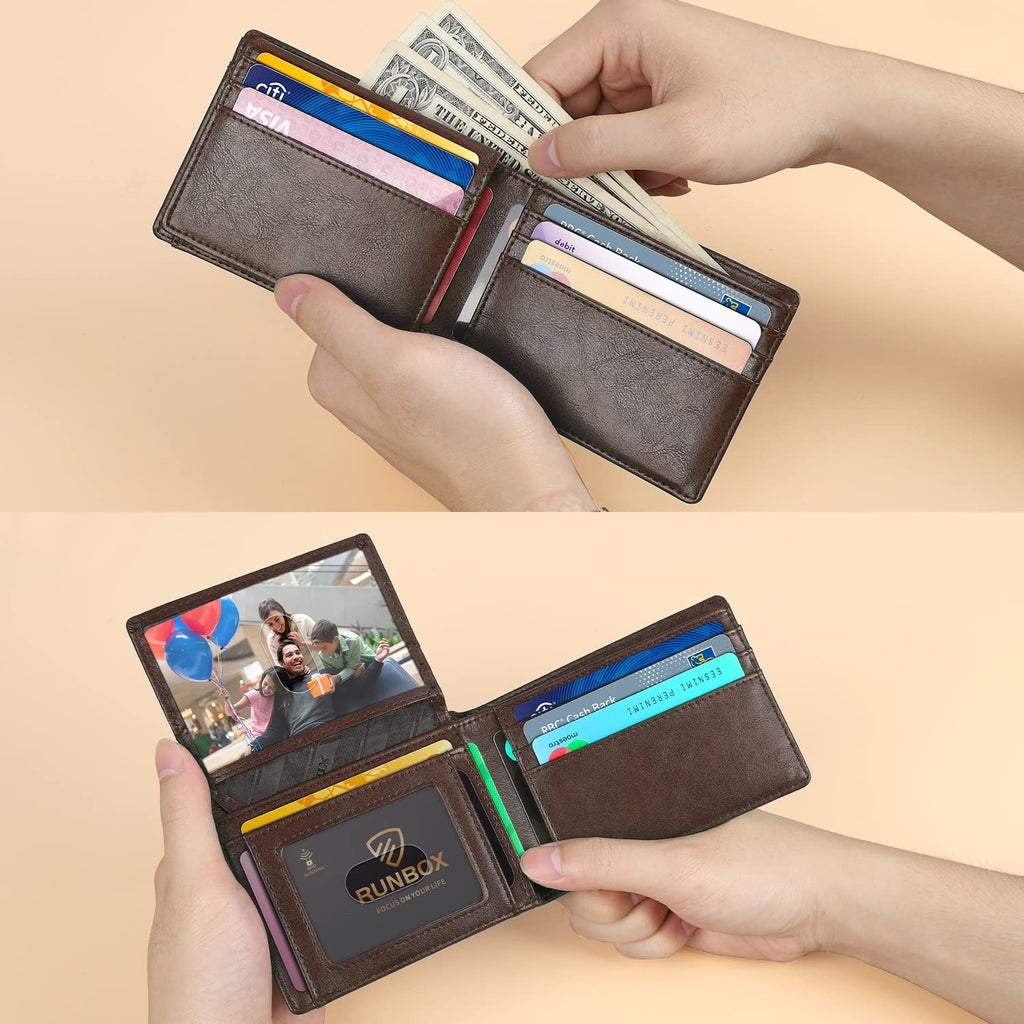 Wallet for Men -Slim Rfid Leather Mens Bifold Novelty Wallets 2 ID Window With Gift Box Men's Accessories | Slim