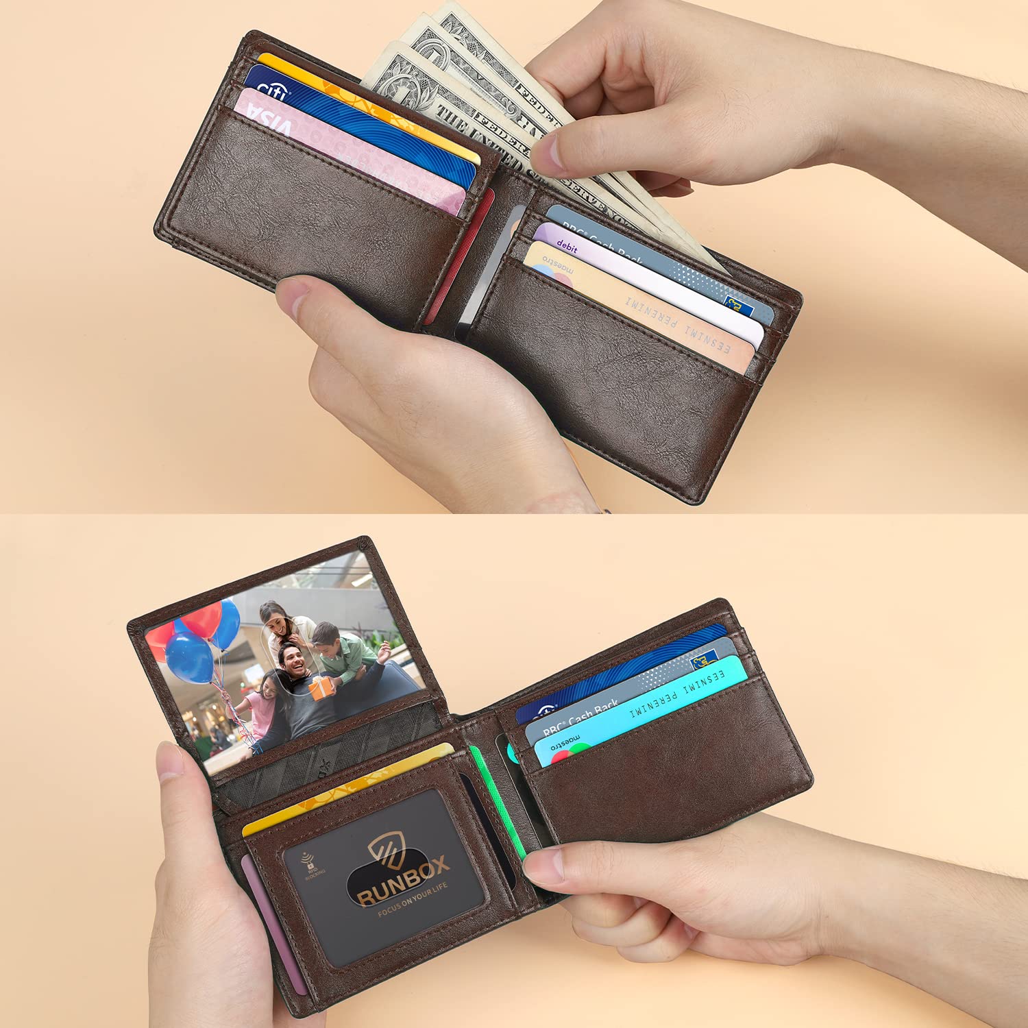 Wallet for Men -Slim Rfid Leather Mens Bifold Novelty Wallets 2 ID Window With Gift Box Men's Accessories | Slim