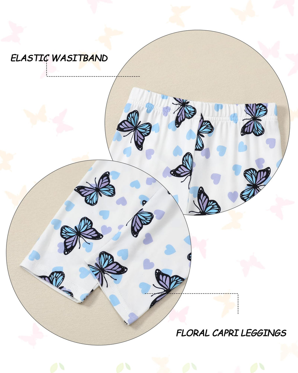 Toddler Girl Clothes 2-8Years Girls Outfit, Short Sleeve Ruffle Bowknot Top+Floral Capri Pants 2Pcs Spring Summer Set