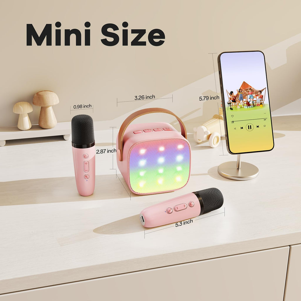YLL Karaoke Machine for Kids, Portable Mini Speaker with 2 Wireless Microphones, TOP Kids Gifts for Girls Ages 3, 4, 5, 6, 7, 8, 9, 10+ Years Old, 4-12th Birthday Singing Present Toy Party (Purple)