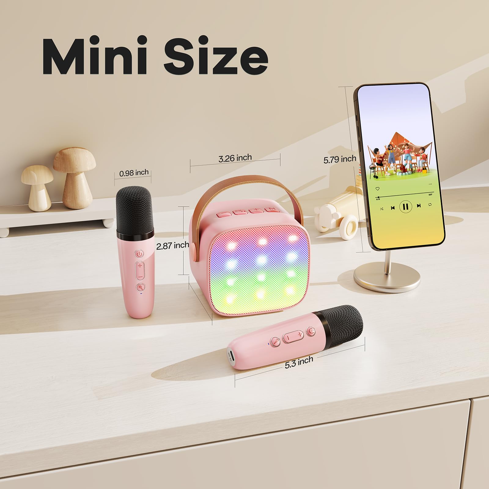 YLL Karaoke Machine for Kids, Portable Mini Speaker with 2 Wireless Microphones, TOP Kids Gifts for Girls Ages 3, 4, 5, 6, 7, 8, 9, 10+ Years Old, 4-12th Birthday Singing Present Toy Party (Purple)