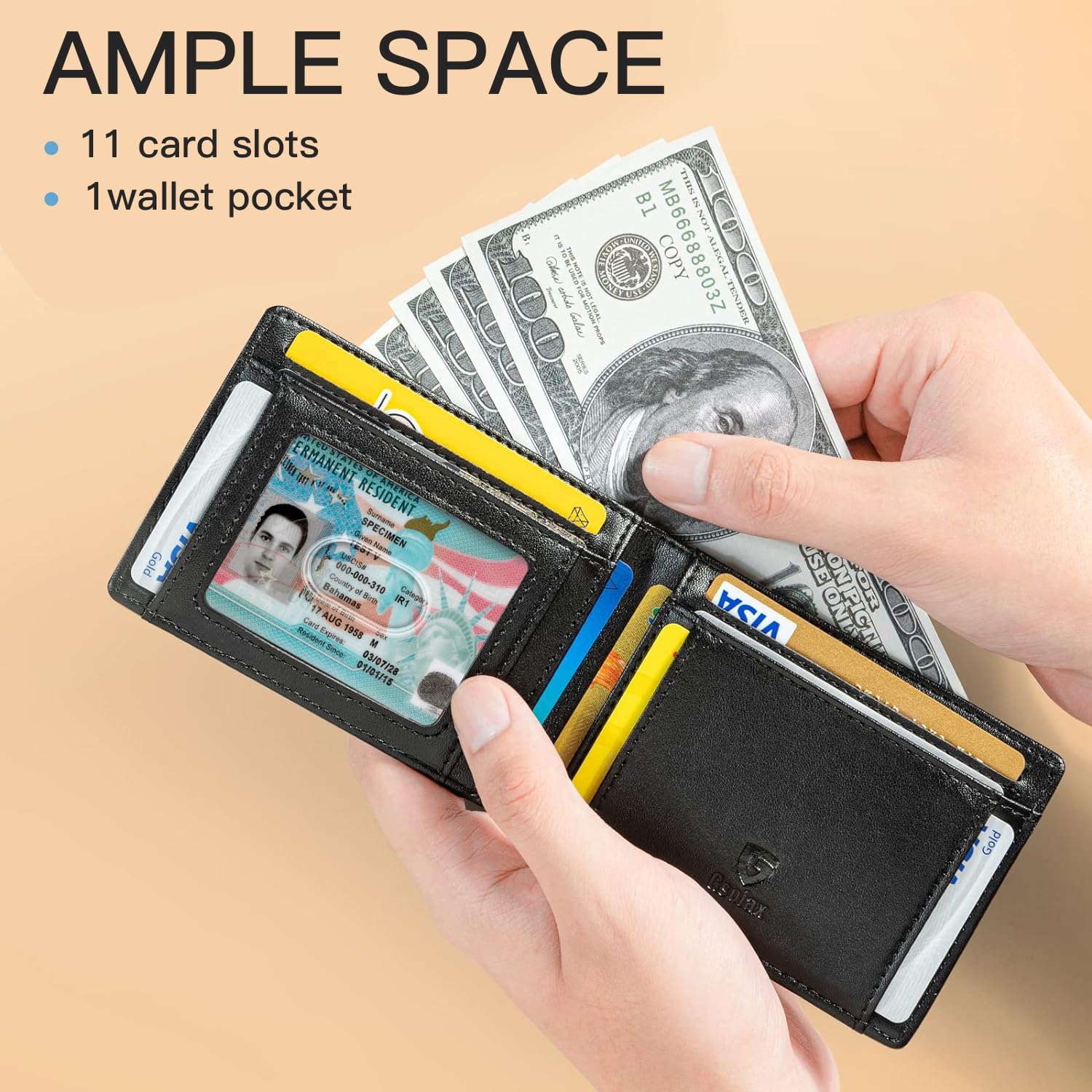 Slim Wallet for Men Rfid Blocking Leather Bifold Front Pocket Carbon Fiber Men's Money Clips Credit Card Holder With Gift Box
