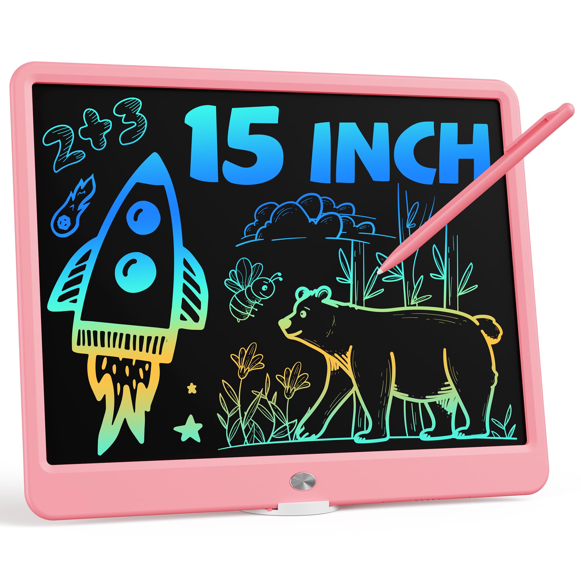 Bravokids 10 Inch LCD Writing Tablet for 3-8 Year Olds - Electronic Drawing Pad and Doodle Board as Educational Birthday Gifts for Girls and Boys (Pink)