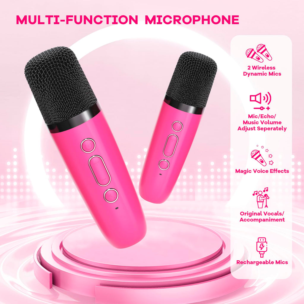 YLL Karaoke Machine for Kids, Portable Mini Speaker with 2 Wireless Microphones, TOP Kids Gifts for Girls Ages 3, 4, 5, 6, 7, 8, 9, 10+ Years Old, 4-12th Birthday Singing Present Toy Party (Purple)