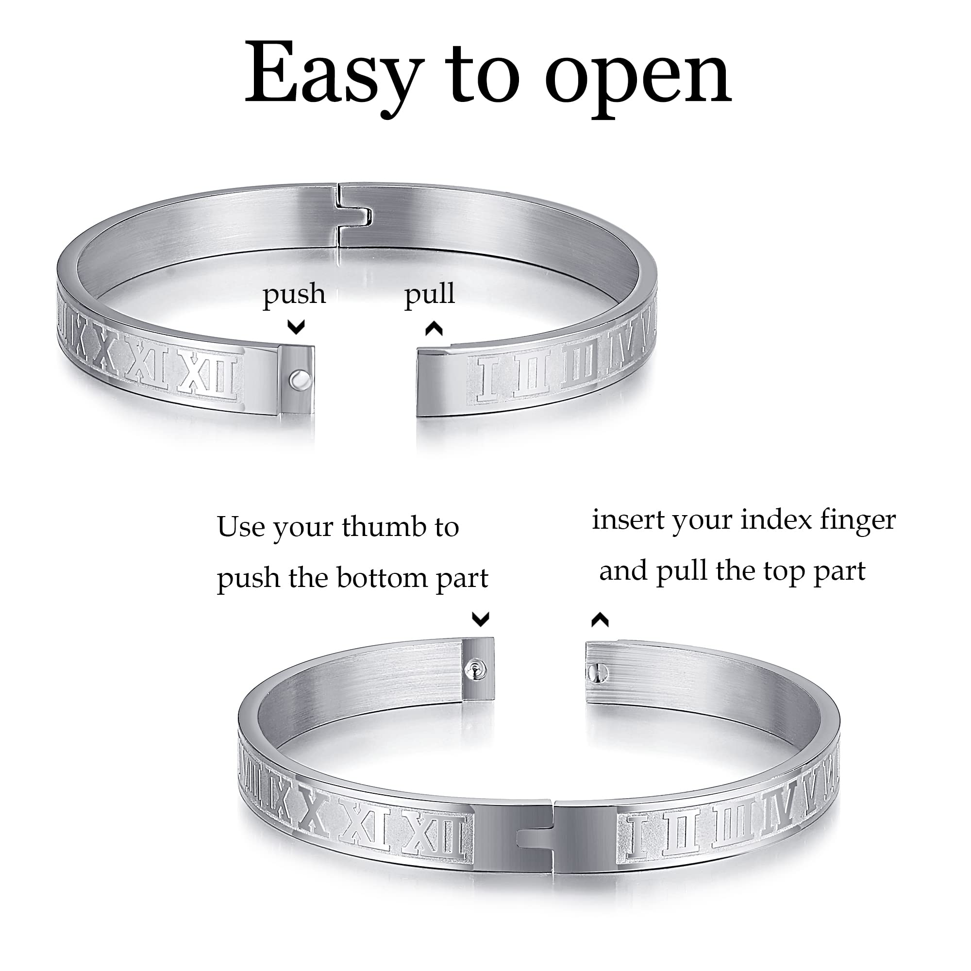 3PCS Stainless Steel Bracelets for Men Gold Roman Numeral Bangle Bracelet Twisted Cable Bracelet Adjustable Cuff Bracelet Mens Luxury Jewelry Bracelets Gifts