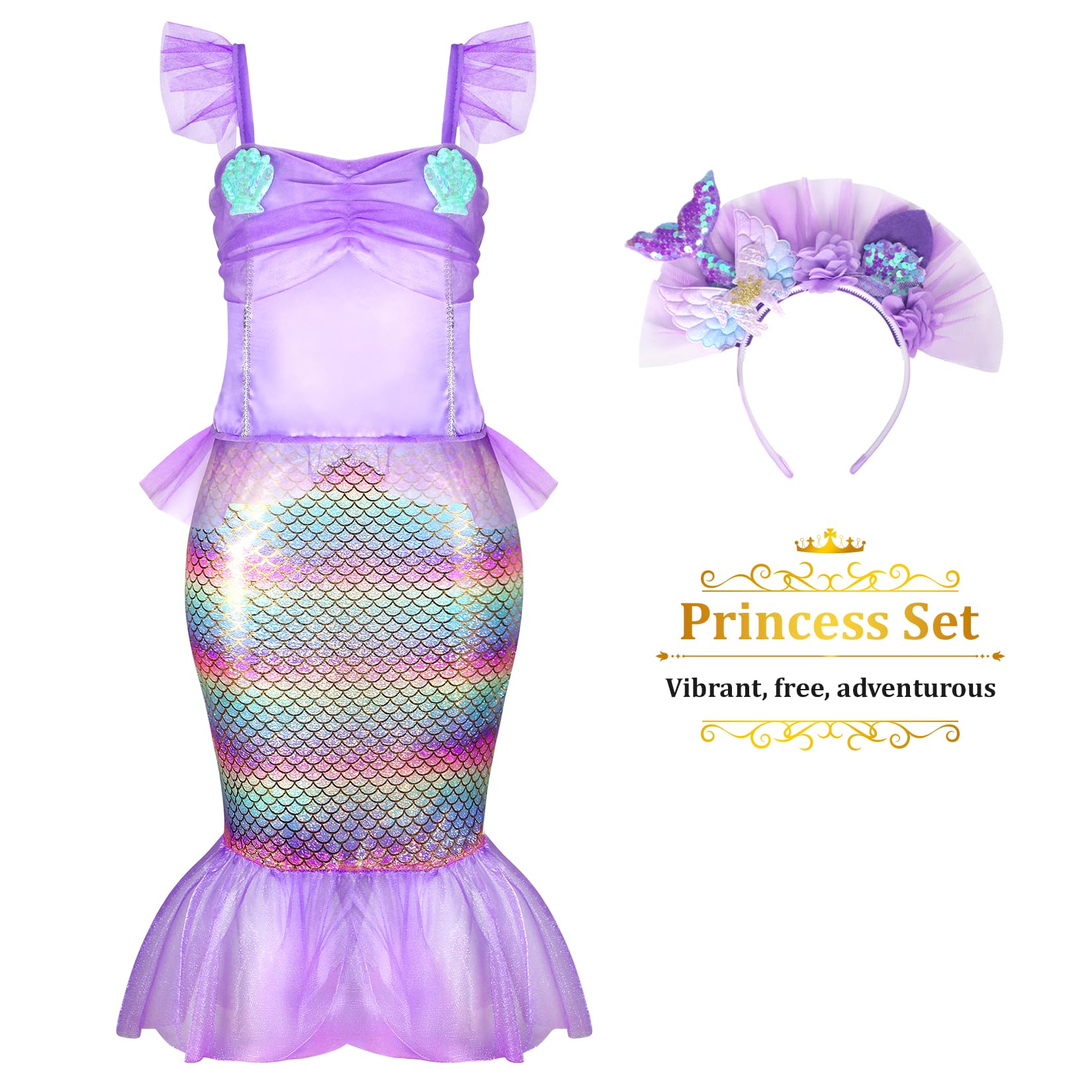 LIMIROLER Princess Dress Up Clothes for Little Girl Role Play Costume Gift Set Princess Dress Up Toys for Toddler Girls
