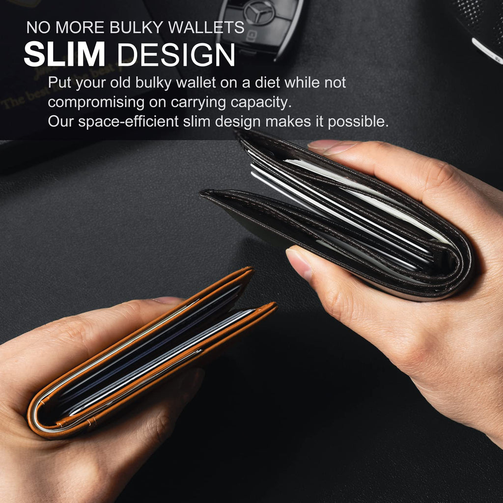 Slim Wallet for Men Rfid Blocking Leather Bifold Front Pocket Carbon Fiber Men's Money Clips Credit Card Holder With Gift Box