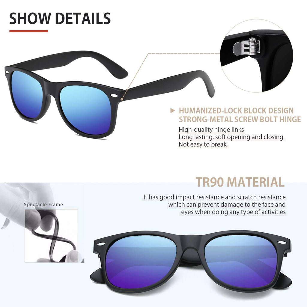 Sunglasses Men Polarized Sunglasses for Mens and Womens,Black Retro Sun Glasses Driving Fishing UV Protection