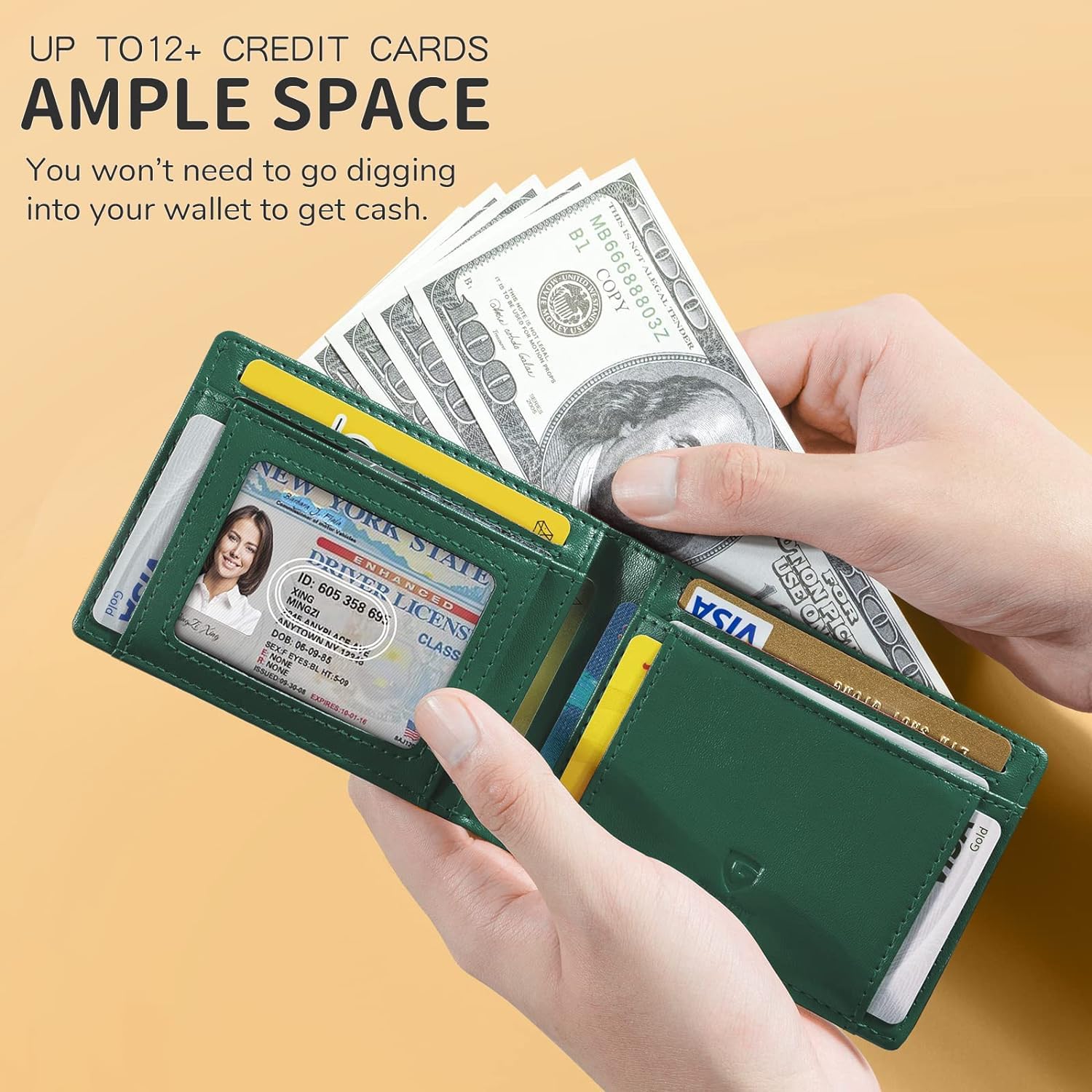 Slim Wallet for Men Rfid Blocking Leather Bifold Front Pocket Carbon Fiber Men's Money Clips Credit Card Holder With Gift Box