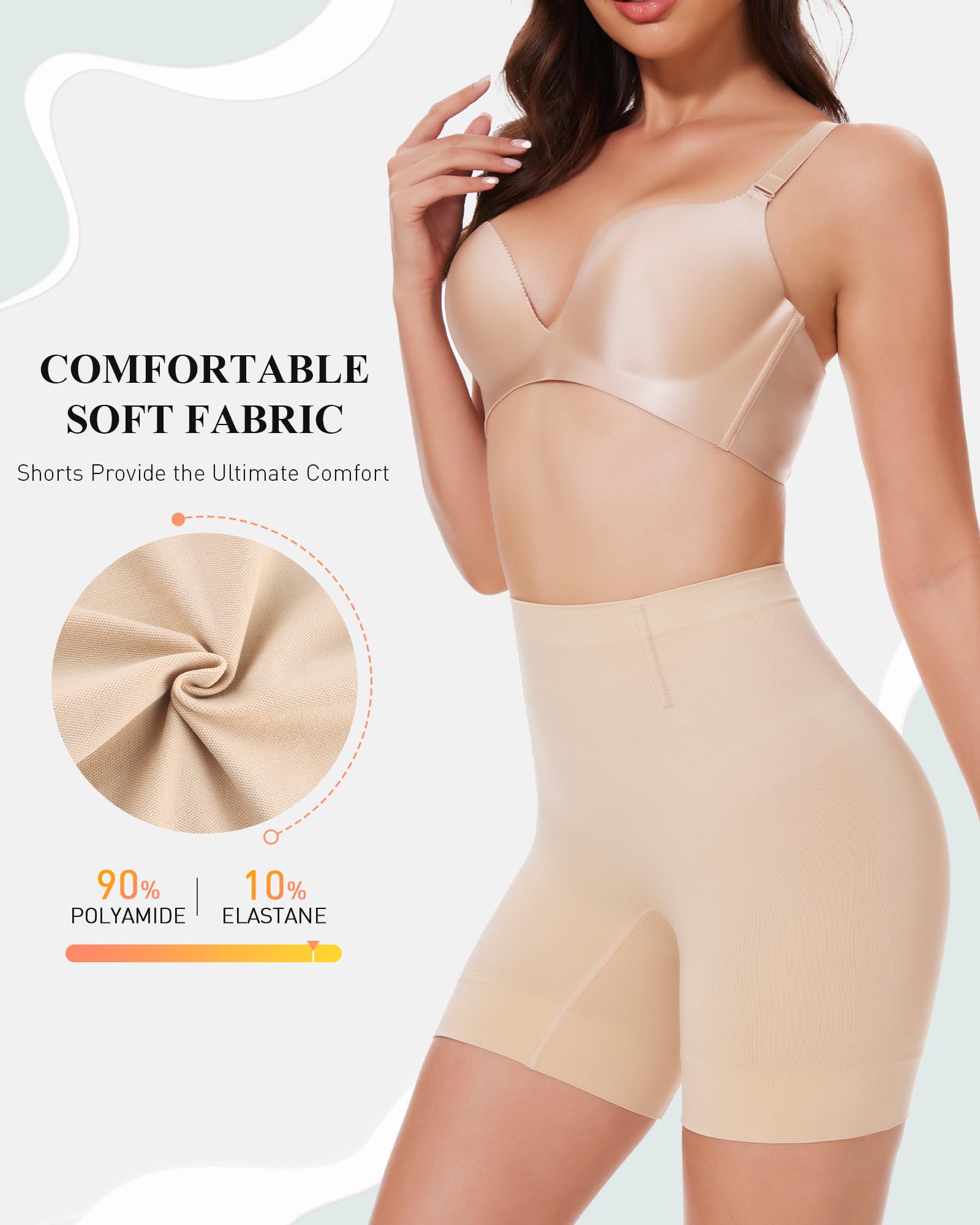 Shapewear Shorts for Women, Mid Waist Tummy Control Shaper | Mid-waist tummy control shapewear shorts smooth tummy and thighs with seamless comfort and discreet under-dress wear