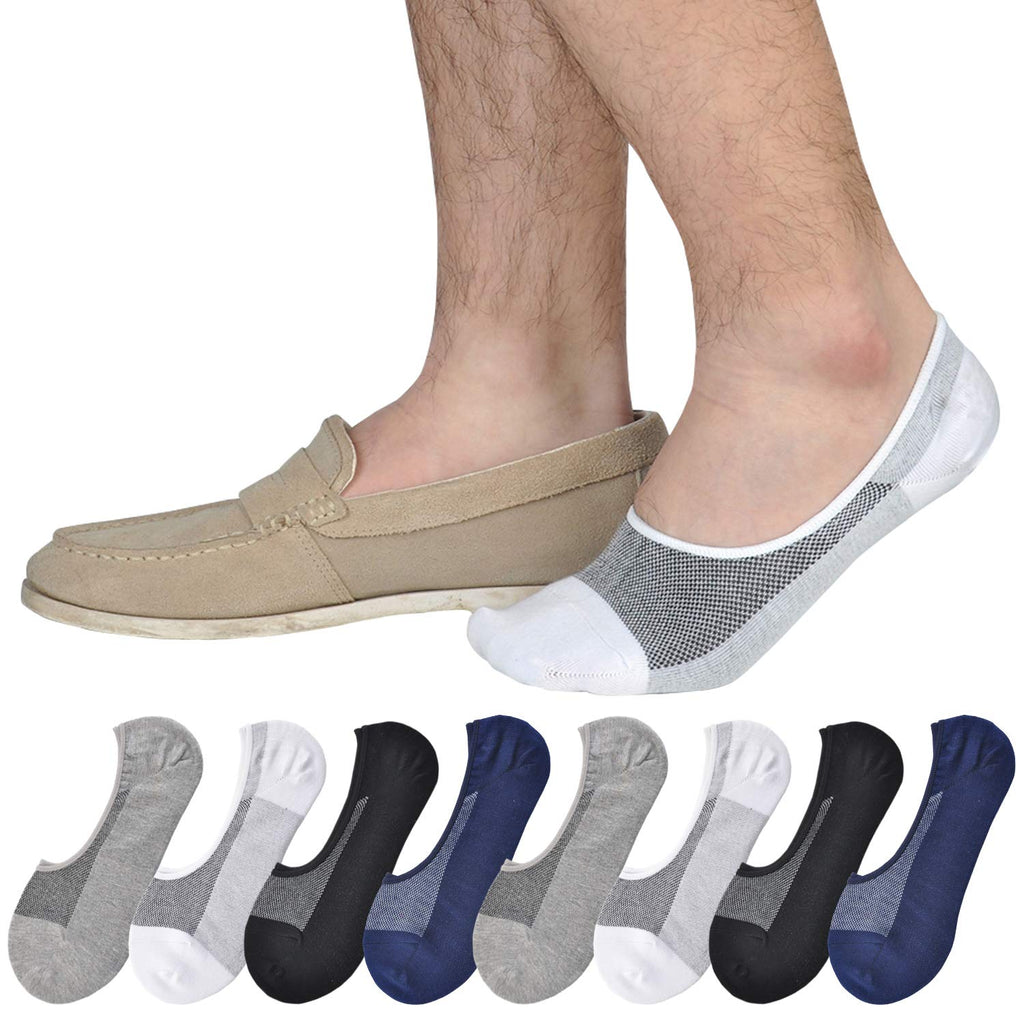 Genuine Mens No Show Socks, Loafer Sneakers Low Cut Cotton Socks With Non Slip Grips