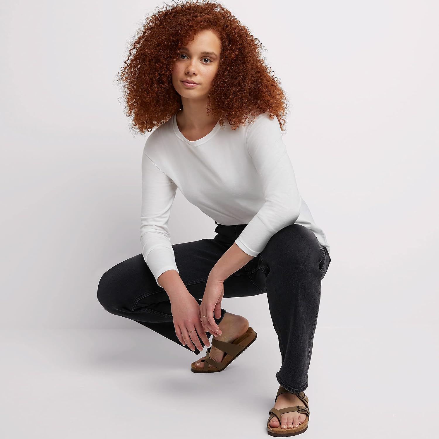 Women's Originals Long Sleeve Cotton T-Shirt, Lightweight Crewneck Tee, Modern Fit
