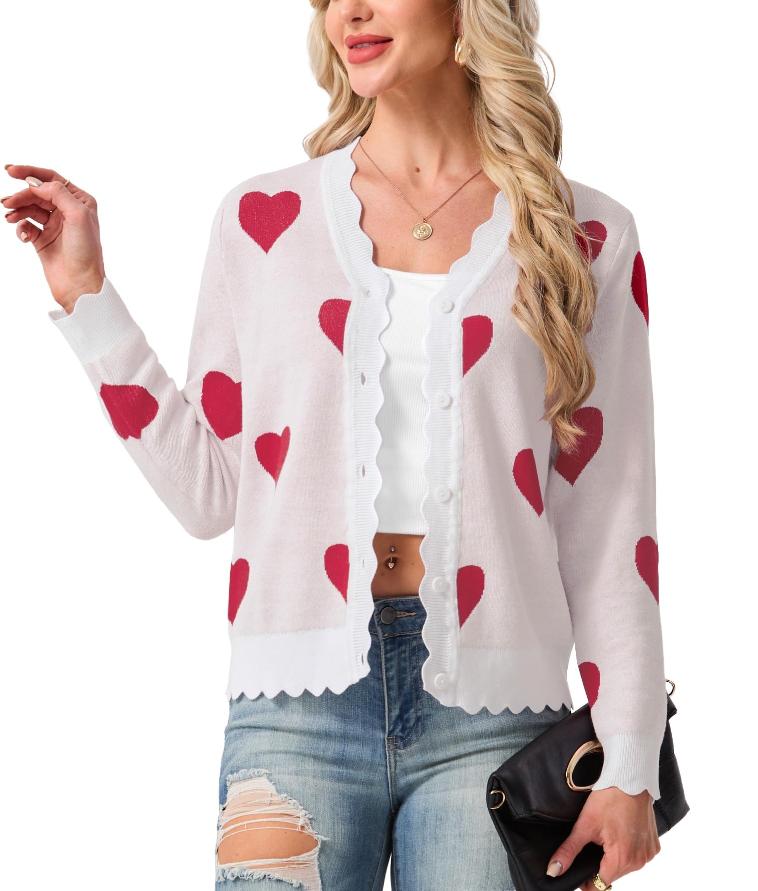 GRECERELLE Women's Long Sleeve V-Neck Button Down Cardigan Knit Shrugs Sweater