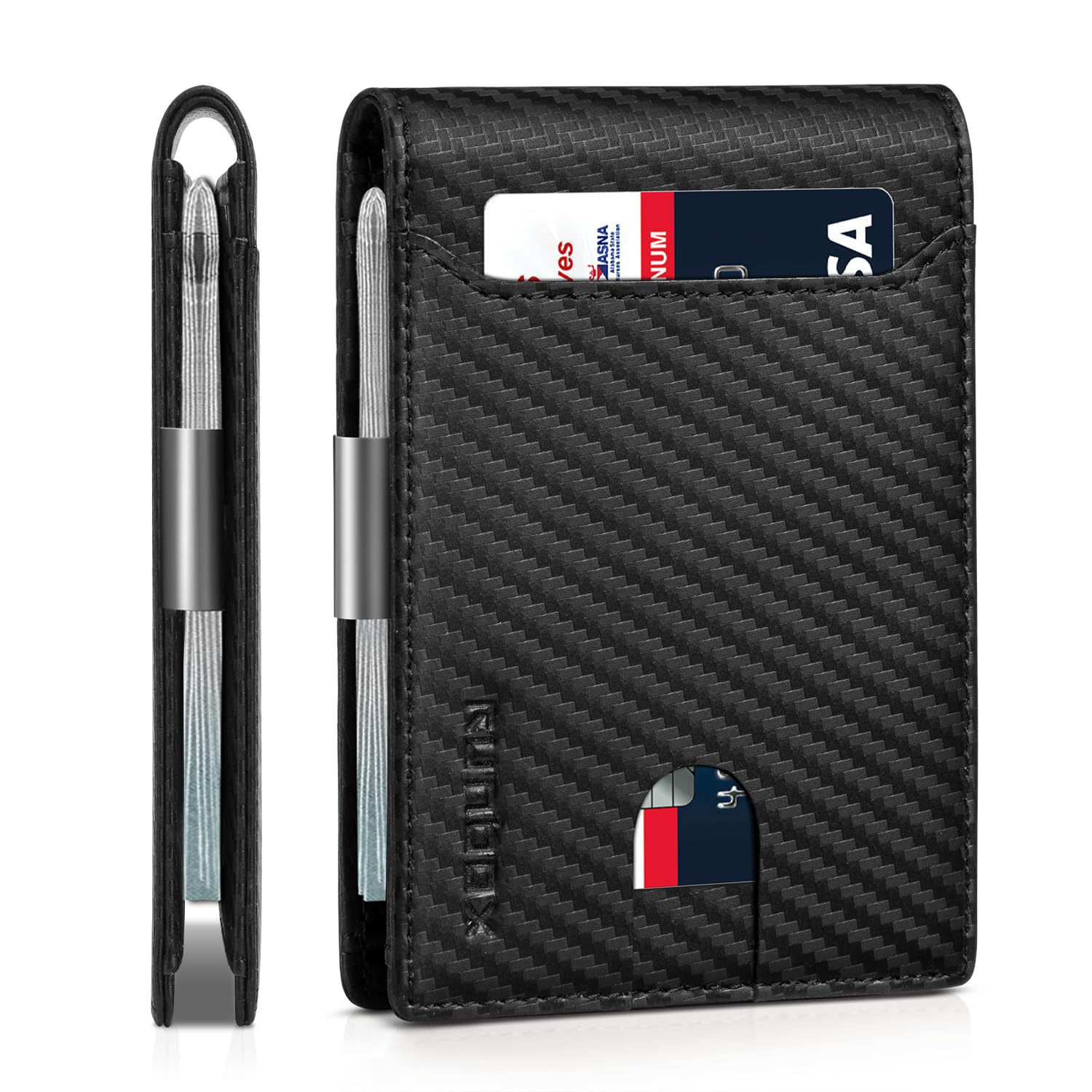 Slim Wallets for Men - Leather Money Clip Mens Wallet - RFID Blocking Front Pocket Bifold Wallet - Thin Credit Card Holder with Gift Box