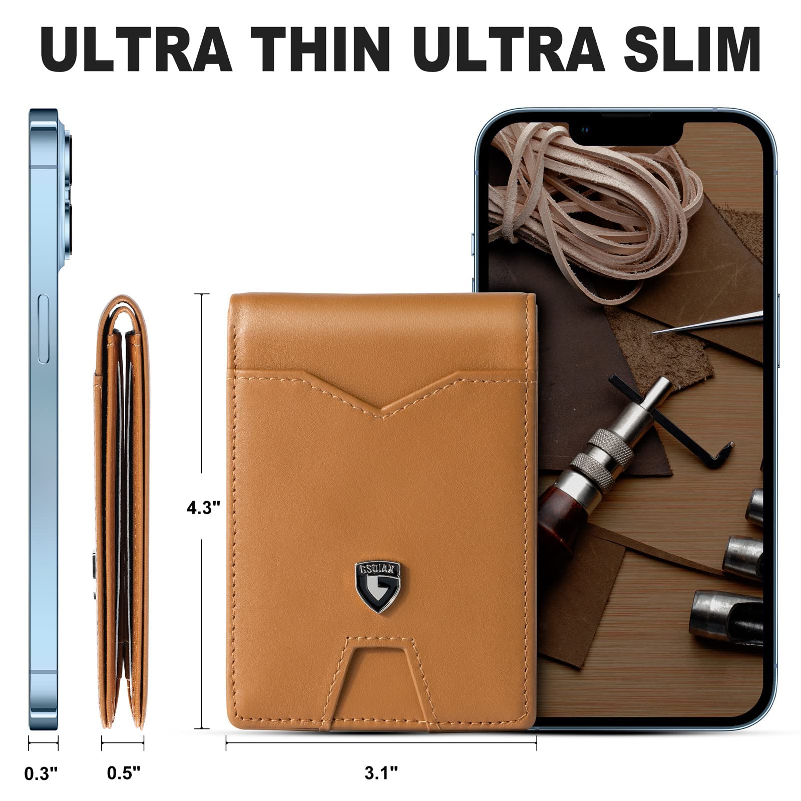 Slim Wallet for Men Rfid Blocking Leather Bifold Front Pocket Carbon Fiber Men's Money Clips Credit Card Holder With Gift Box