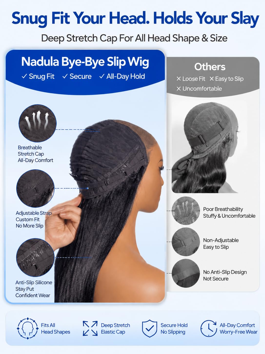 No Slip Yaki Straight Bob Drawstring Wig Human Hair with Flexible Mesh Cap,Glueless Upgrade 7x5 Bye Bye Knots Wig Pre Cut/Plucked/Bleached Ready to Go Short Yaki Bob Wig 180% Density 10inch