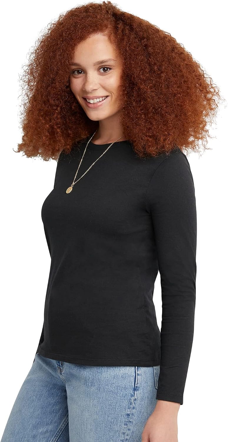 Women's Originals Long Sleeve Cotton T-Shirt, Lightweight Crewneck Tee, Modern Fit