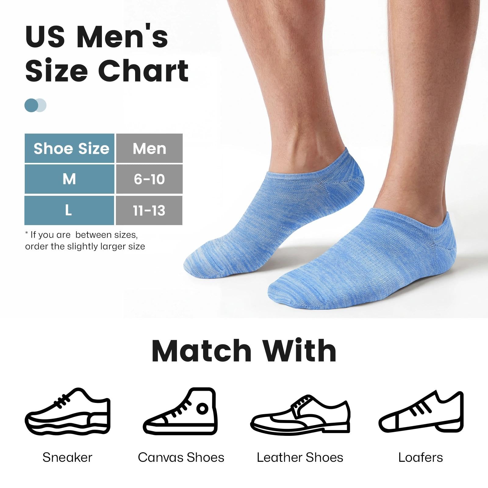 No Show Socks Men, Low Cut Ankle Short Casual Cotton Socks with Non Slip Grips 6-10/11-13