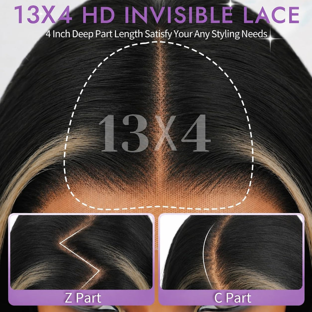 13x4 HD Lace Front Glueless Wigs for Women Black Long Layered Wave Wig Natural Hairline Heat Resistant Synthetic for Daily Use Beginner Friendly 26 Inch