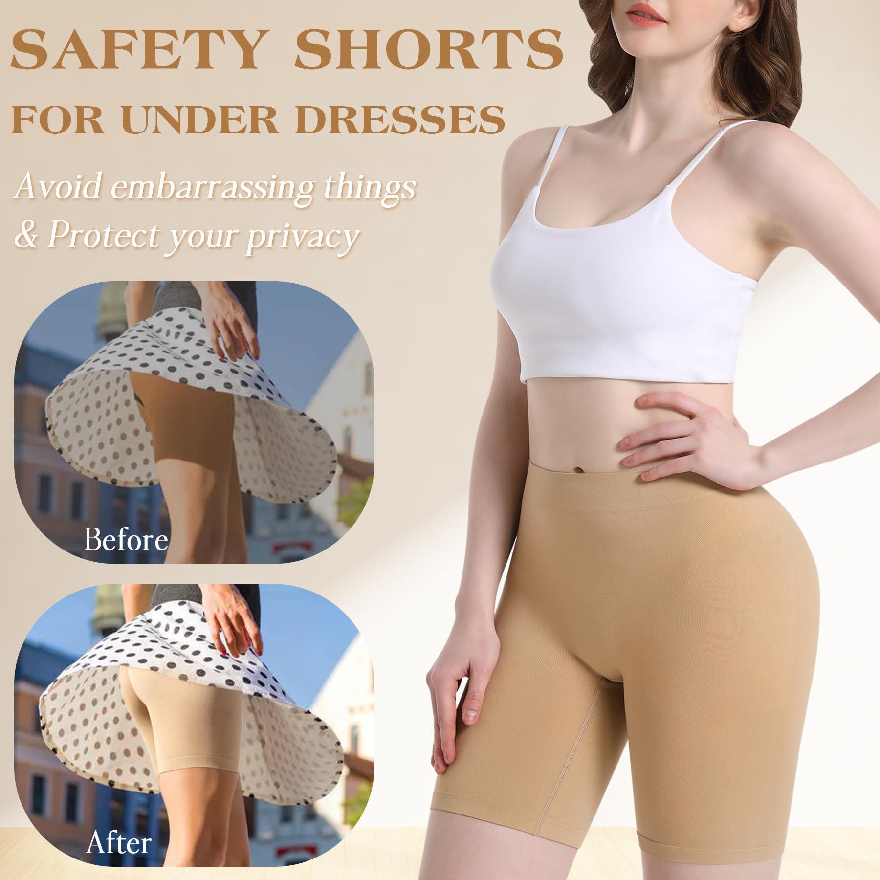 3 Pack Slip Shorts for Women Under Dress,Comfortable Smooth Yoga Shorts,Workout Biker Shorts