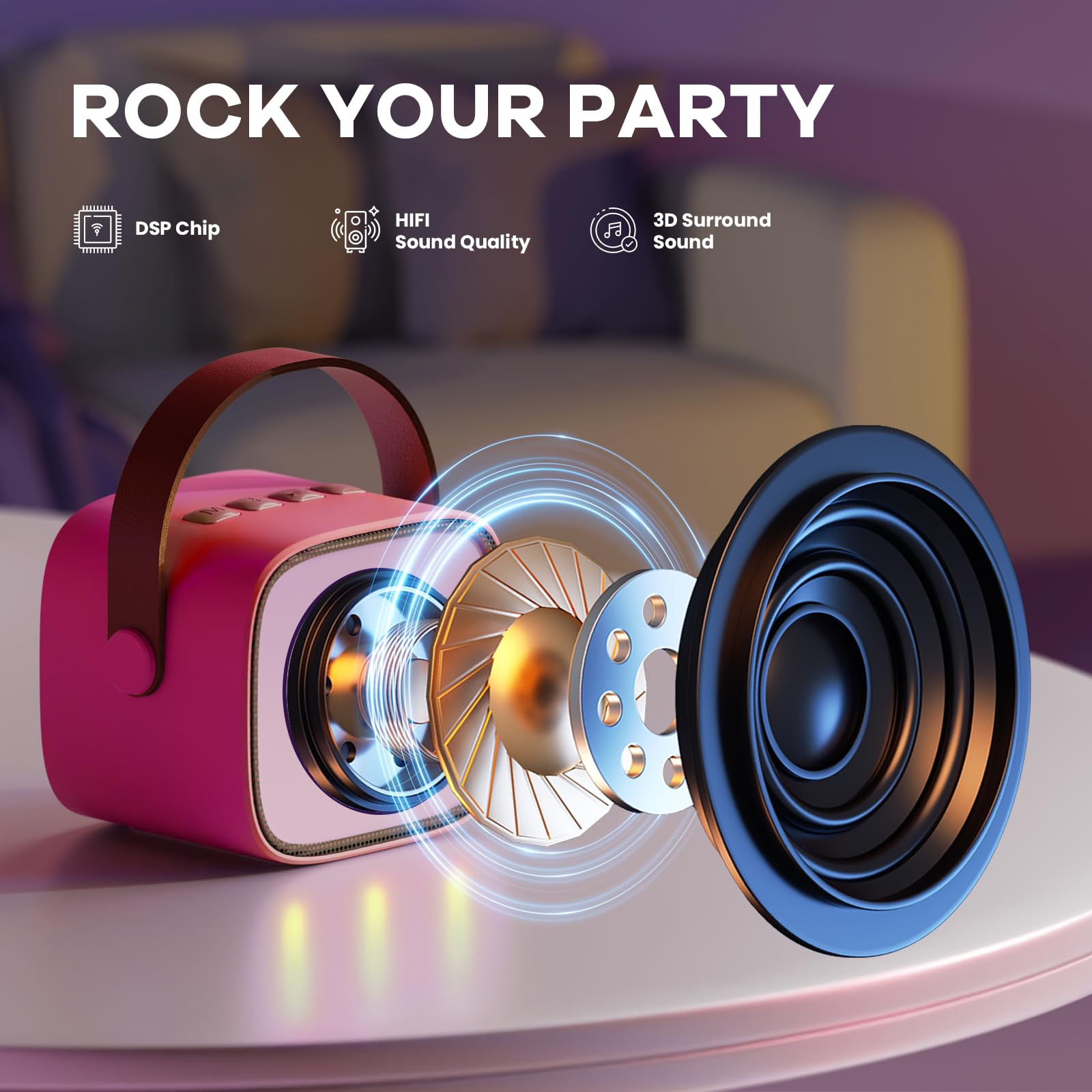 YLL Karaoke Machine for Kids, Portable Mini Speaker with 2 Wireless Microphones, TOP Kids Gifts for Girls Ages 3, 4, 5, 6, 7, 8, 9, 10+ Years Old, 4-12th Birthday Singing Present Toy Party (Purple)