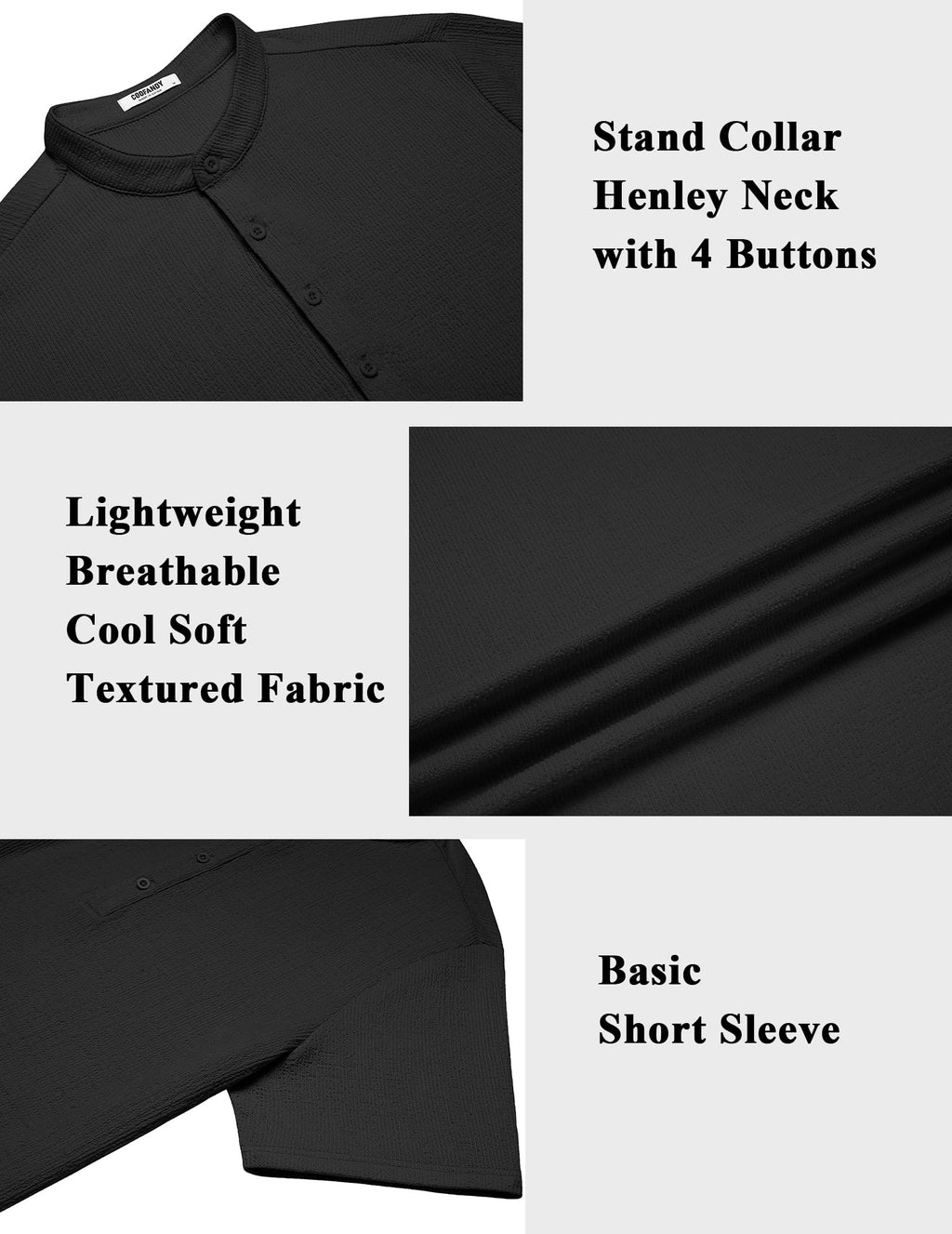 Men's Henley Shirt Short Sleeve Stand Collar Summer Casual Beach Hippie T-Shirts