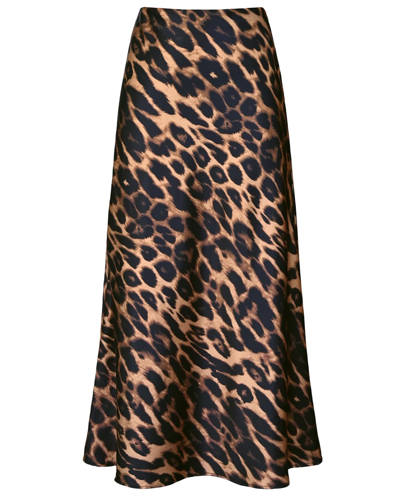 Women's Satin High Waisted Maxi Skirts Hidden Elasticized Waistband A Line Long Skirt