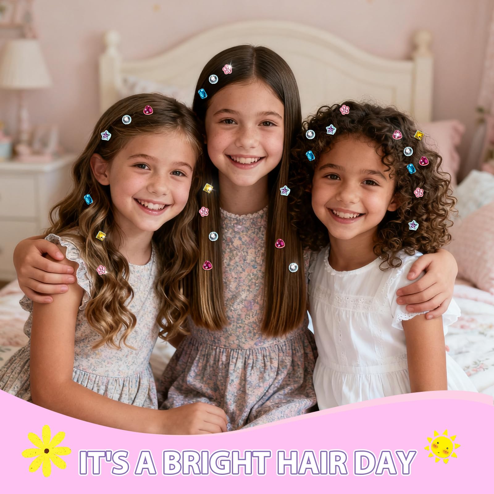 kidzkube Hair Gem Stamper Kit, Bling Hair Jewels for Girls Toys, Hair Styling Tool with Reusable Shining Diamonds, Birthday Gifts Toys for Girls Ages 3 4 5 6 8-12