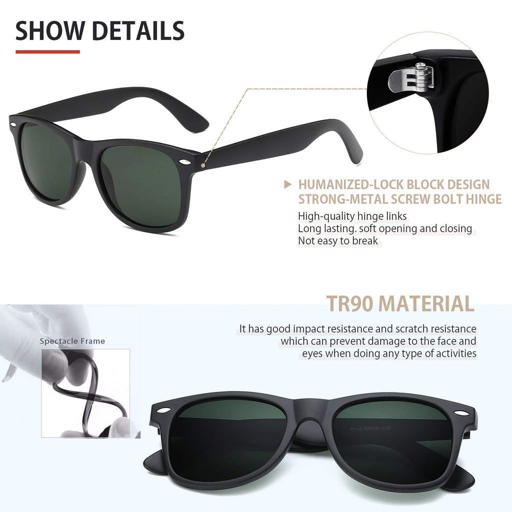 Sunglasses Men Polarized Sunglasses for Mens and Womens,Black Retro Sun Glasses Driving Fishing UV Protection