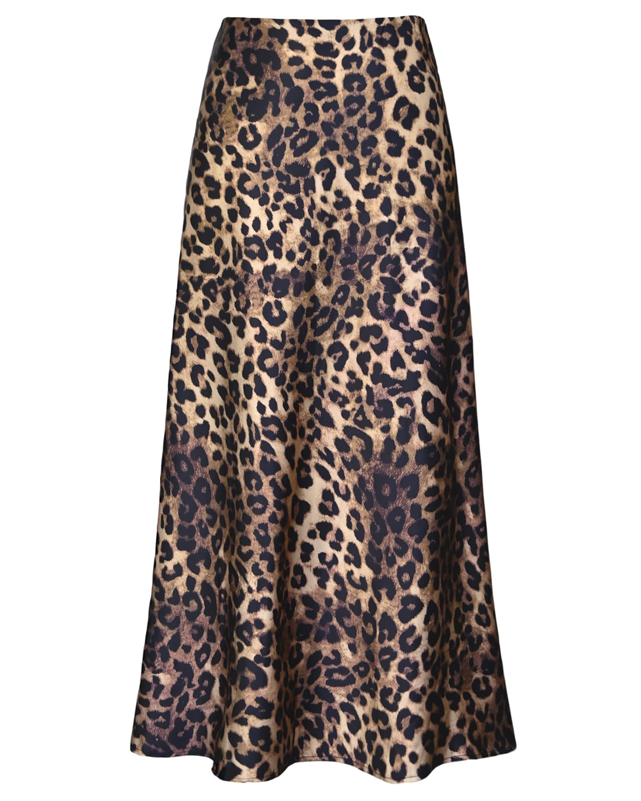 Women's Satin High Waisted Maxi Skirts Hidden Elasticized Waistband A Line Long Skirt