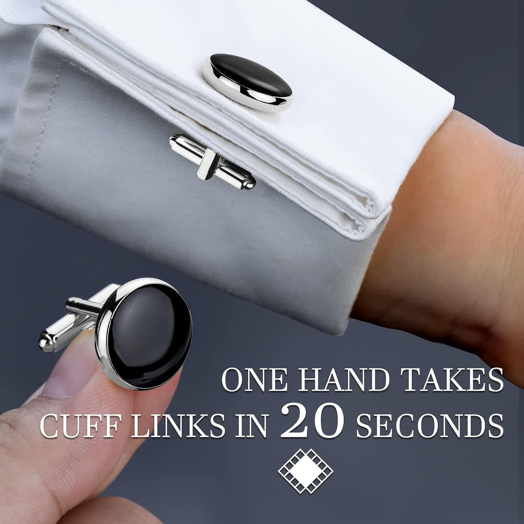 Men’s Cufflinks and Tuxedo Studs Set with Gift Box; Men’s Jewelry or Accessories Suitable for Black Suit White Shirts Vest and Red Bow tie on Wedding or Anniversary and Birthday