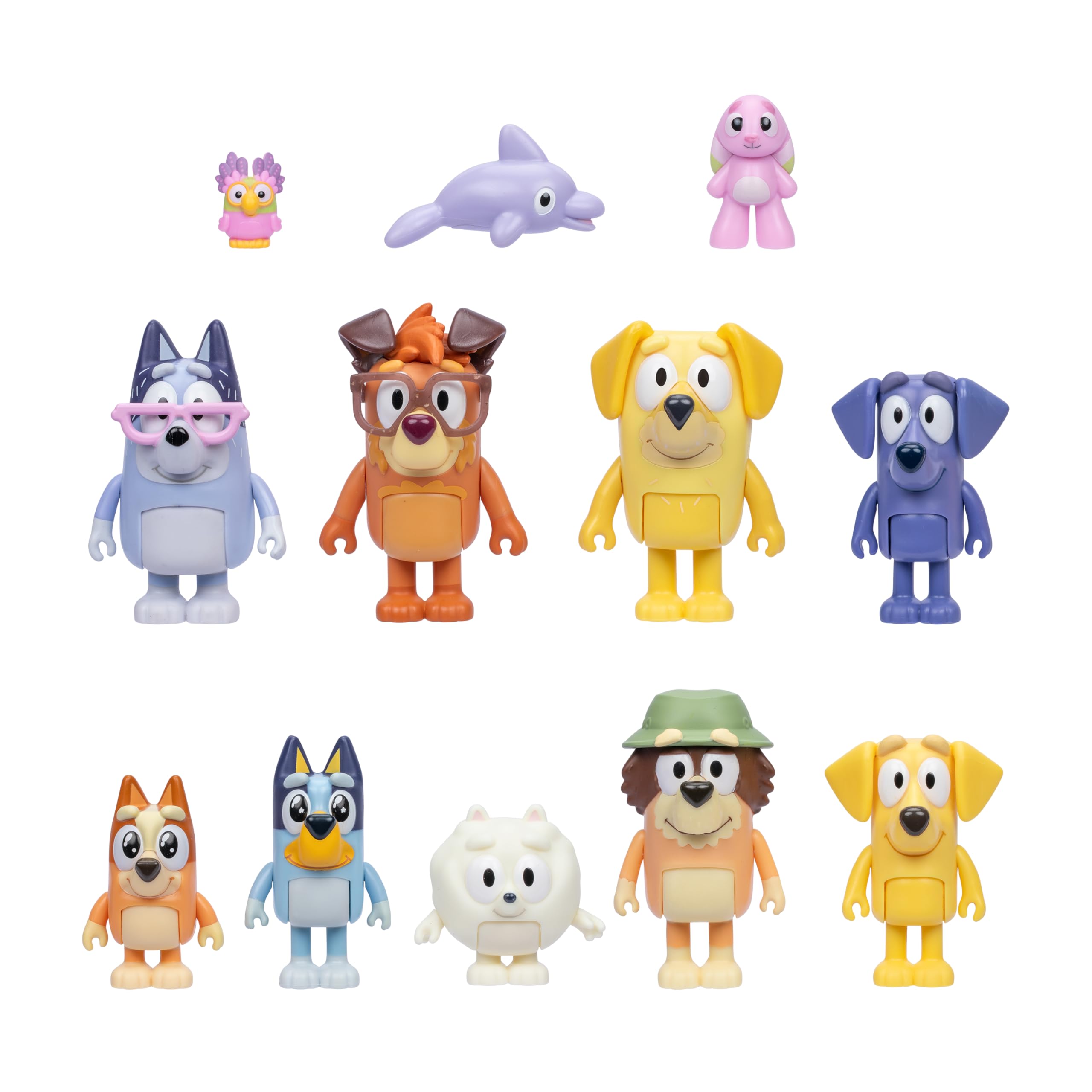 Bluey Family Figure Pack of 4, Robust Poseable Character Toys with Bingo, Chilli, and Bandit Figures, Toddler-Sized Animal Figurines for Kids Ages 3+