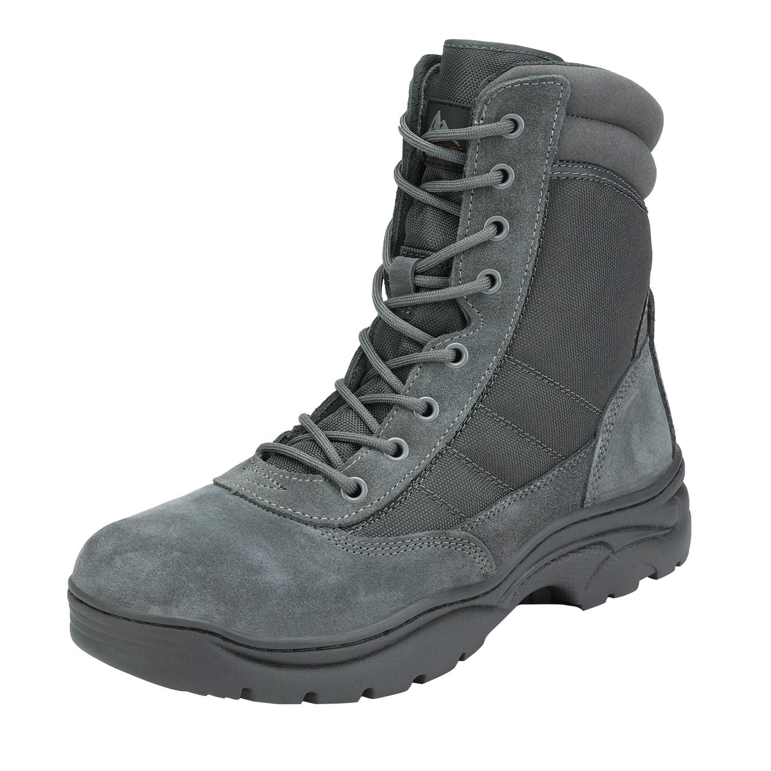 NORTIV 8 Men's Military Tactical Work Boots Side Zipper Leather Motorcycle Combat Boots Trooper