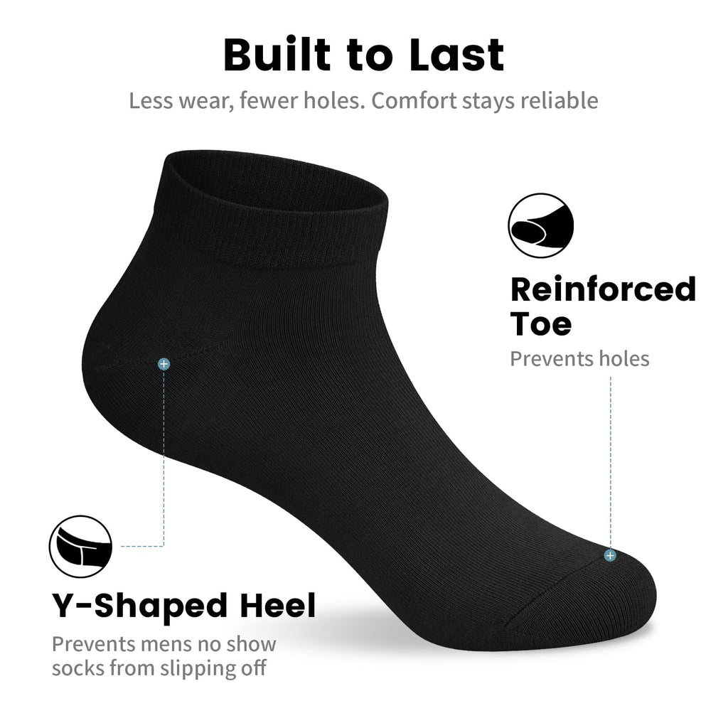 No Show Socks Men, Low Cut Ankle Short Casual Cotton Socks with Non Slip Grips 6-10/11-13