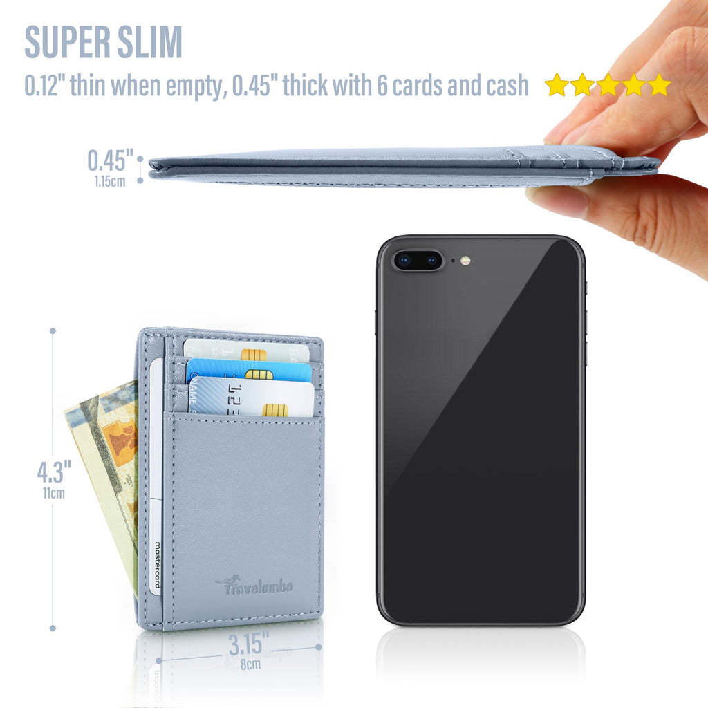 Slim Wallet Front Pocket Minimalist Leather RFID Blocking Medium Size