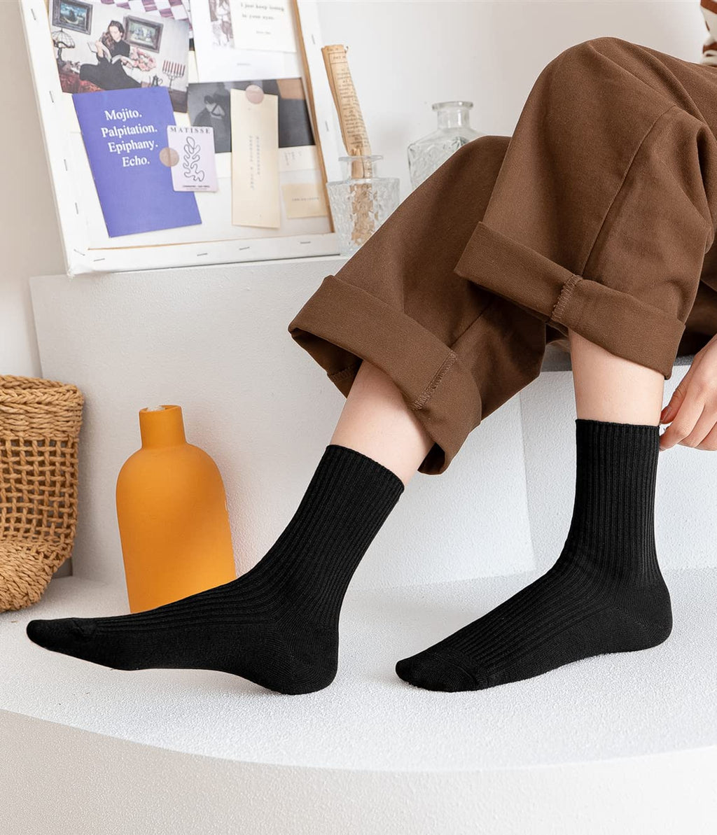 Womens Cute Crew Socks Casual Athletic Aesthetic Socks Neutral Cotton Socks for Women Granola Girls Clothes