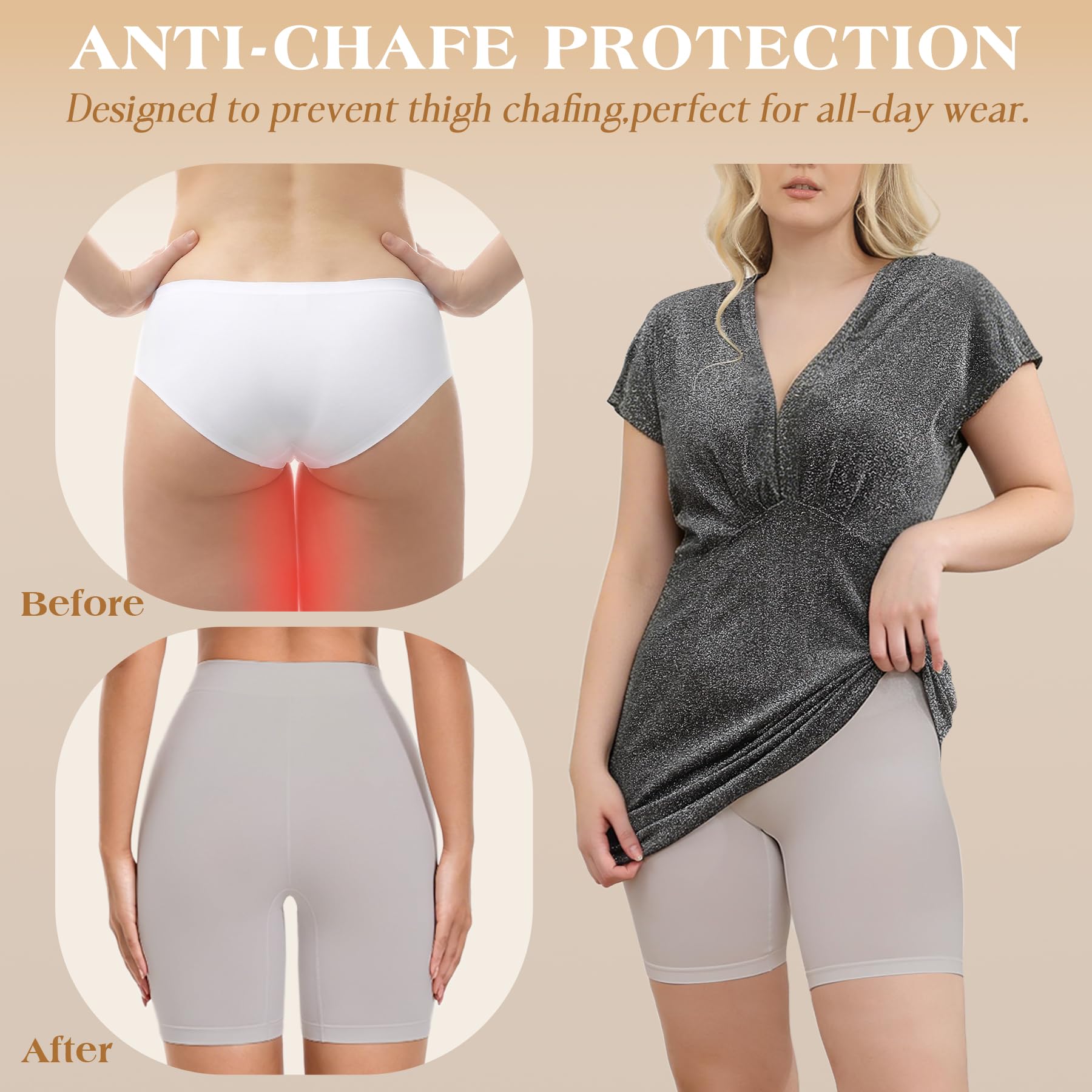 3 Pack Slip Shorts for Women Under Dress,Comfortable Smooth Yoga Shorts,Workout Biker Shorts