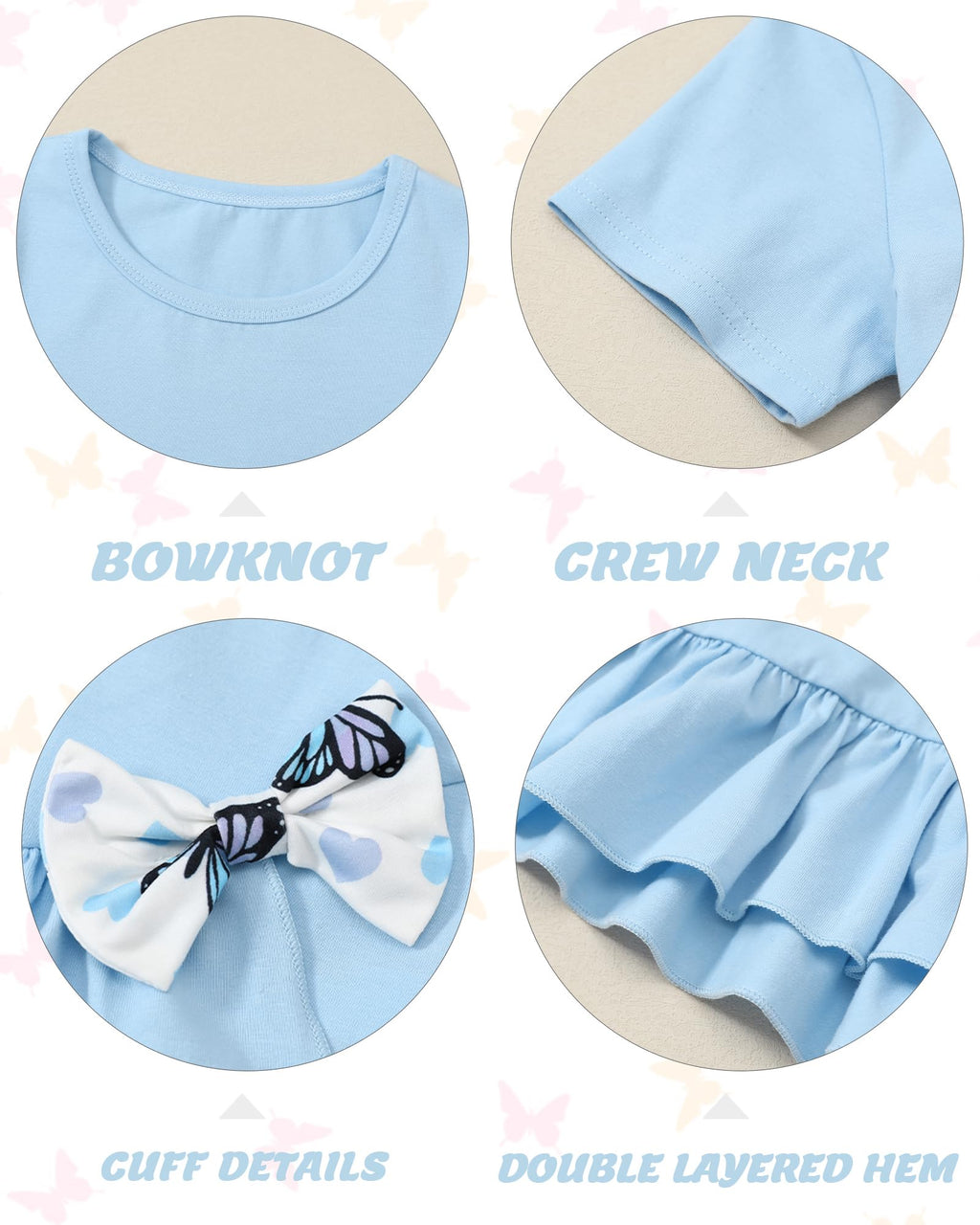 Toddler Girl Clothes 2-8Years Girls Outfit, Short Sleeve Ruffle Bowknot Top+Floral Capri Pants 2Pcs Spring Summer Set