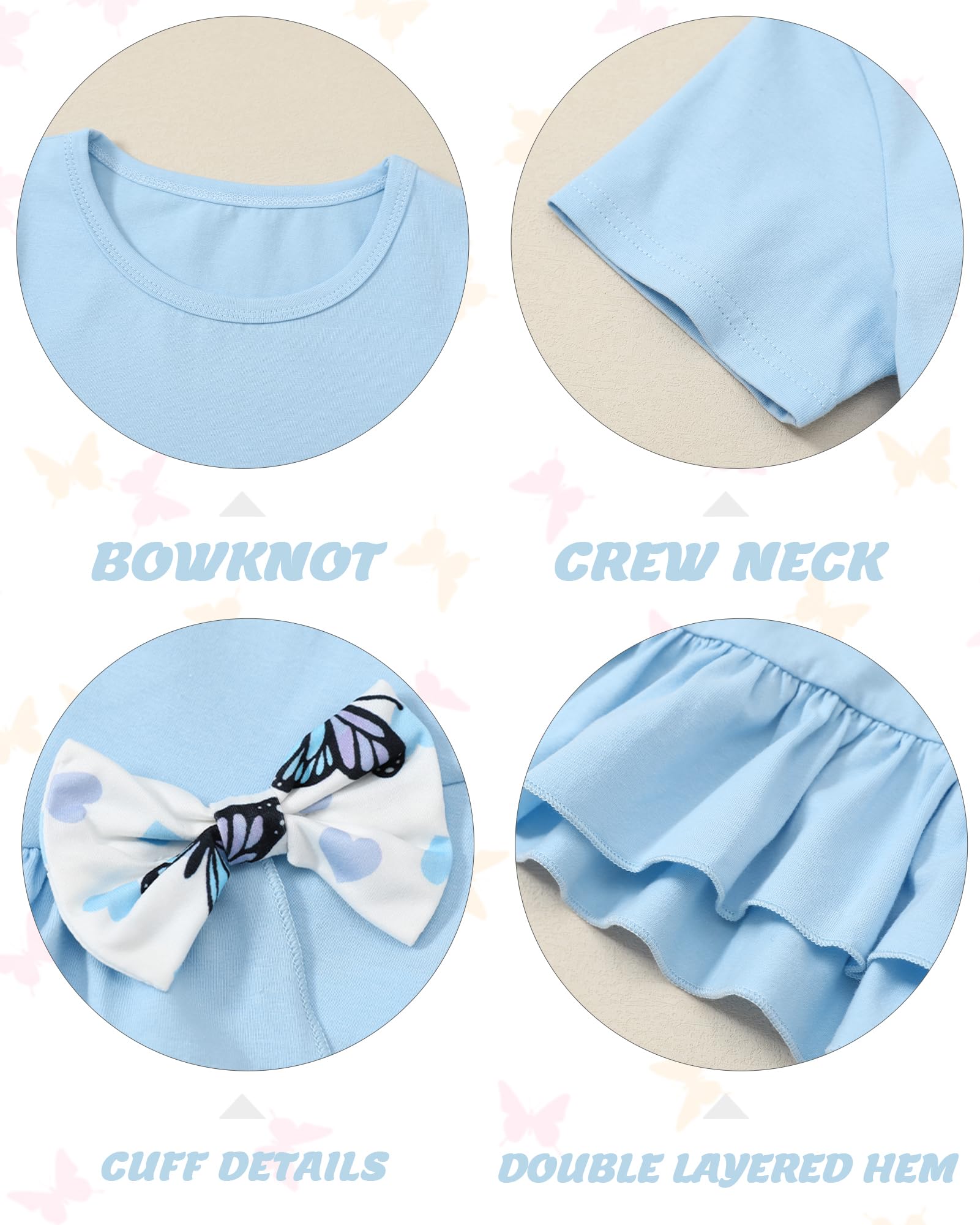 Toddler Girl Clothes 2-8Years Girls Outfit, Short Sleeve Ruffle Bowknot Top+Floral Capri Pants 2Pcs Spring Summer Set